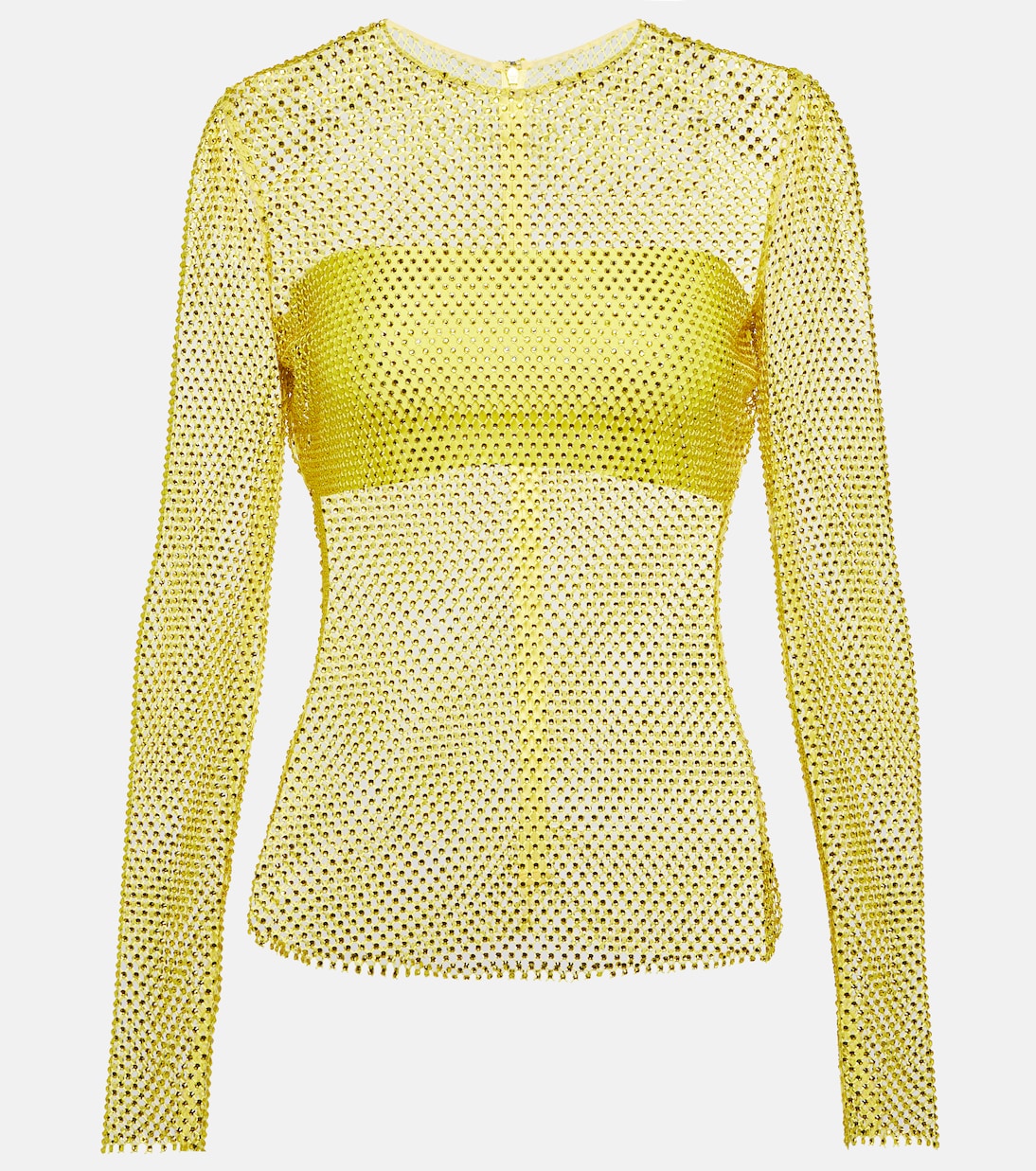 

Сетчатый топ, украшенный кристаллами Giuseppe di Morabito, Yellow Fluo