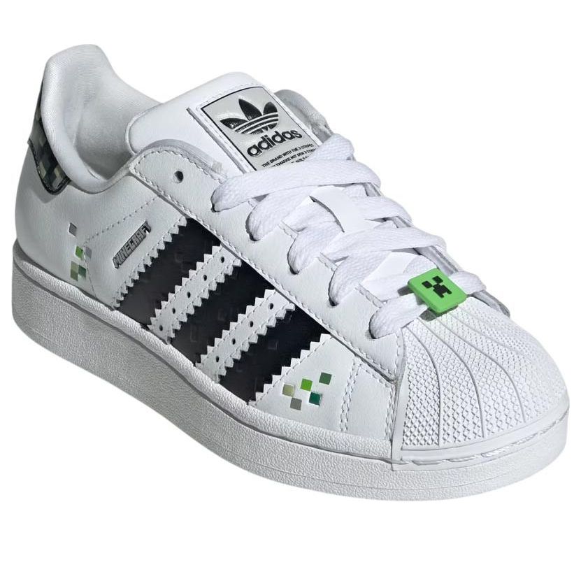 Кроссовки (GS) adidas x Minecraft Superstar Creepers 'White Core Black', белый — фото 3