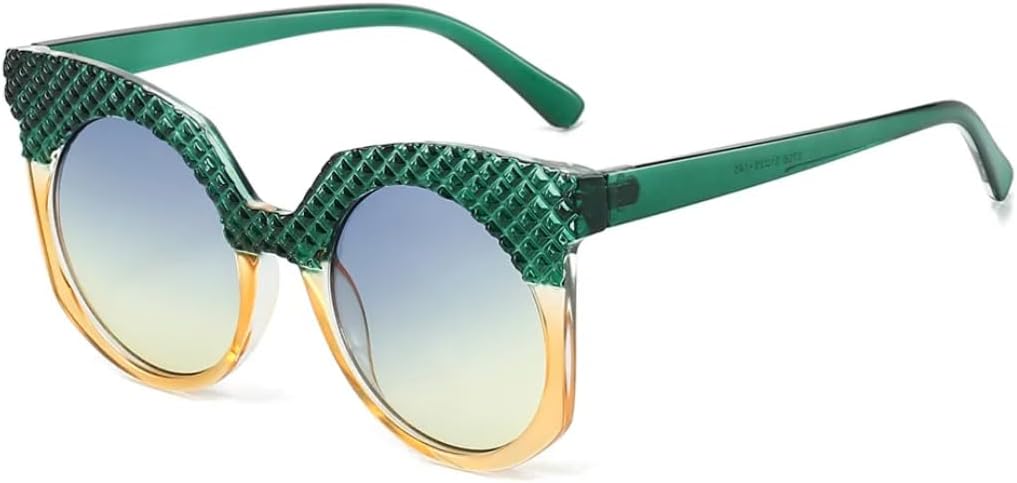 

Модные солнцезащитные очки большого размера для женщин, ретро-круглые солнцезащитные очки с защитой от УФ-излучения UV400 для мужчин, солнцезащитные очки с градиентным покрытием TVTBBVV, Green Yellow