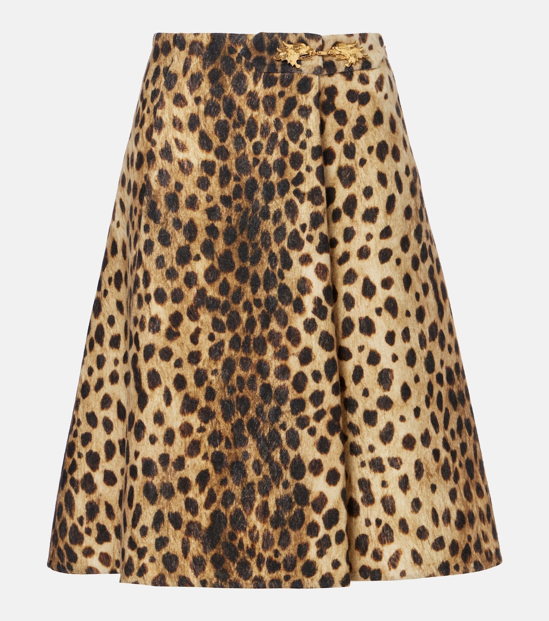 

Юбка миди из шерсти с леопардовым принтом Valentino, Animalier