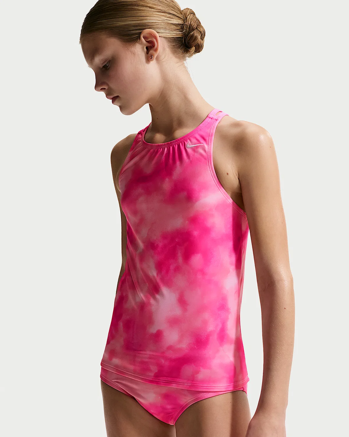 Детский (девочки) танкини-сет Nike Swim Spiderback, Pink Glow — фото 2