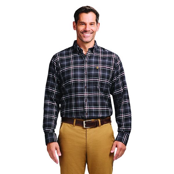 

Мужская фланелевая рубашка с длинным рукавом на пуговицах Izod, Black Plaid
