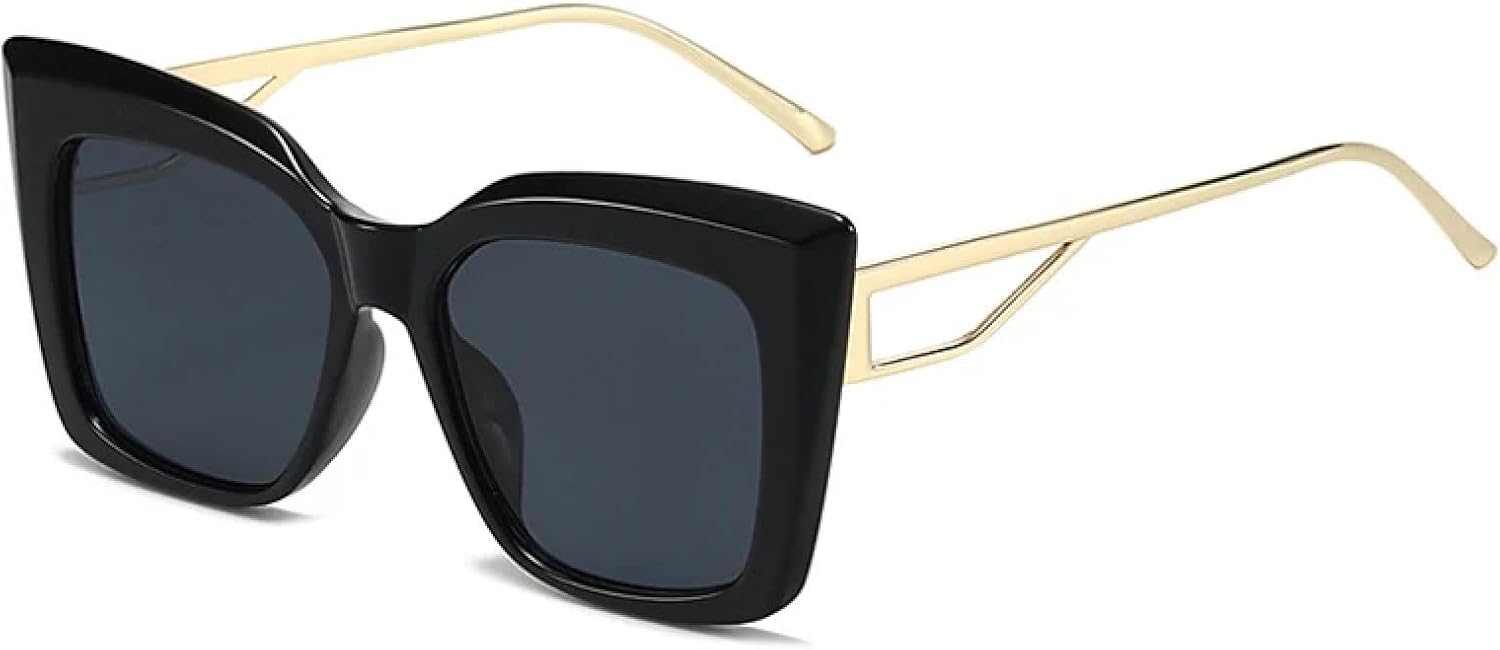 

Солнцезащитные очки «кошачий глаз» для мужчин и женщин, модная оправа, большие роскошные солнцезащитные очки для мужчин, полые очки, защита от УФ-излучения UV400 TKKTLLT, Black Gray