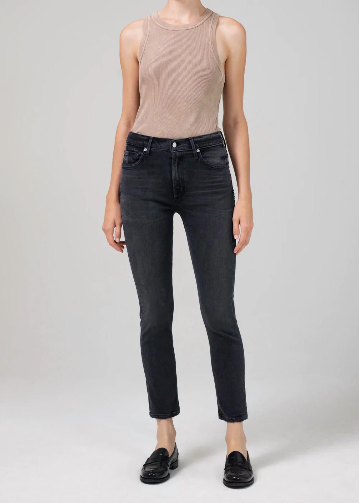 

Джинсы Ella Mid Rise Slim Crop из органического материала Film Noir Citizens of Humanity, цвет organic film noir