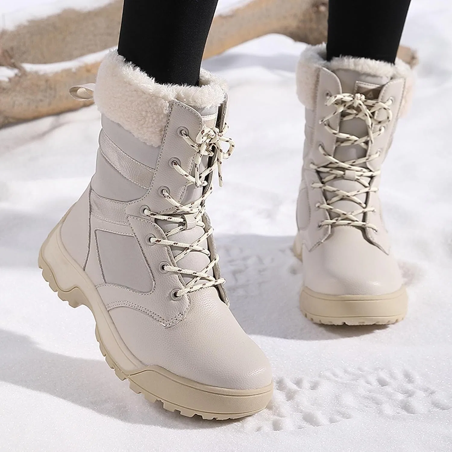 Ботинки зимние водонепроницаемые для снега Generisch, 01 Beige — фото 3