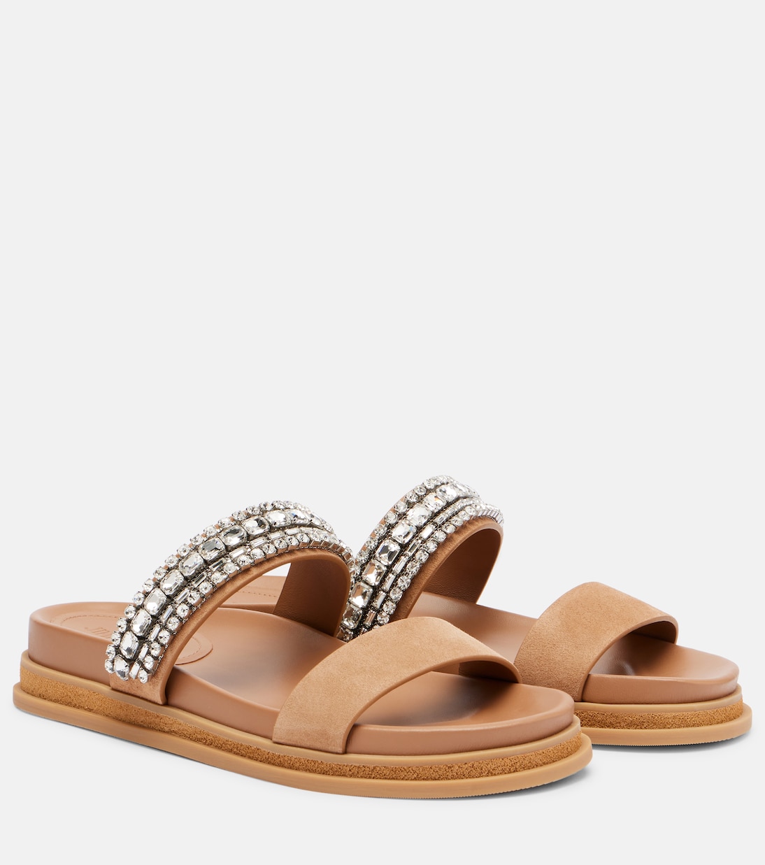 Женские слайды из замши с кристаллами Jadi Jimmy Choo, Toffee/Cry