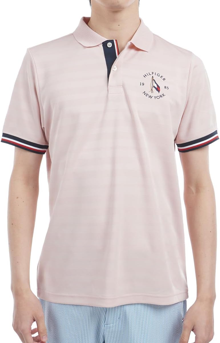

Мужская рубашка-поло Tommy Hilfiger Golf Classic THMA518, с круглым логотипом, короткий рукав, розовый