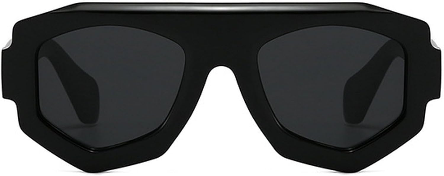 

Ретро-солнцезащитные очки в стиле 70-х для женщин и мужчин, винтажные, модные, массивные, шестиугольные, модель 2025, большие, синие, с защитой от УФ-излучения UV400 mincl, Black