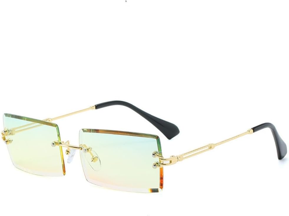 

Солнцезащитные очки UV400 для мужчин и женщин | Безободковая металлическая оправа с градиентным рисунком | Для вождения и занятий спортом на открытом воздухе generic, Gold-yellow Pink