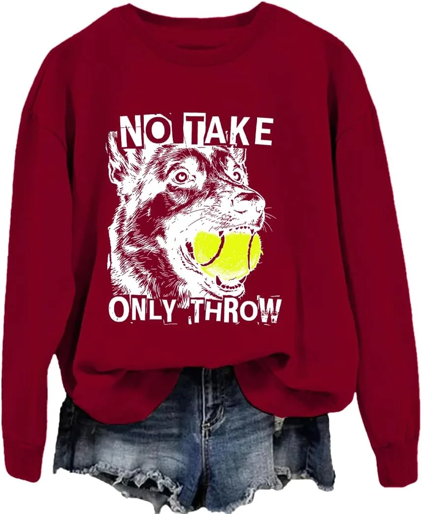 

Свитшут для немецкой овчарки с принтом "No Take Only Throw" и теннисным мячом Kzggs