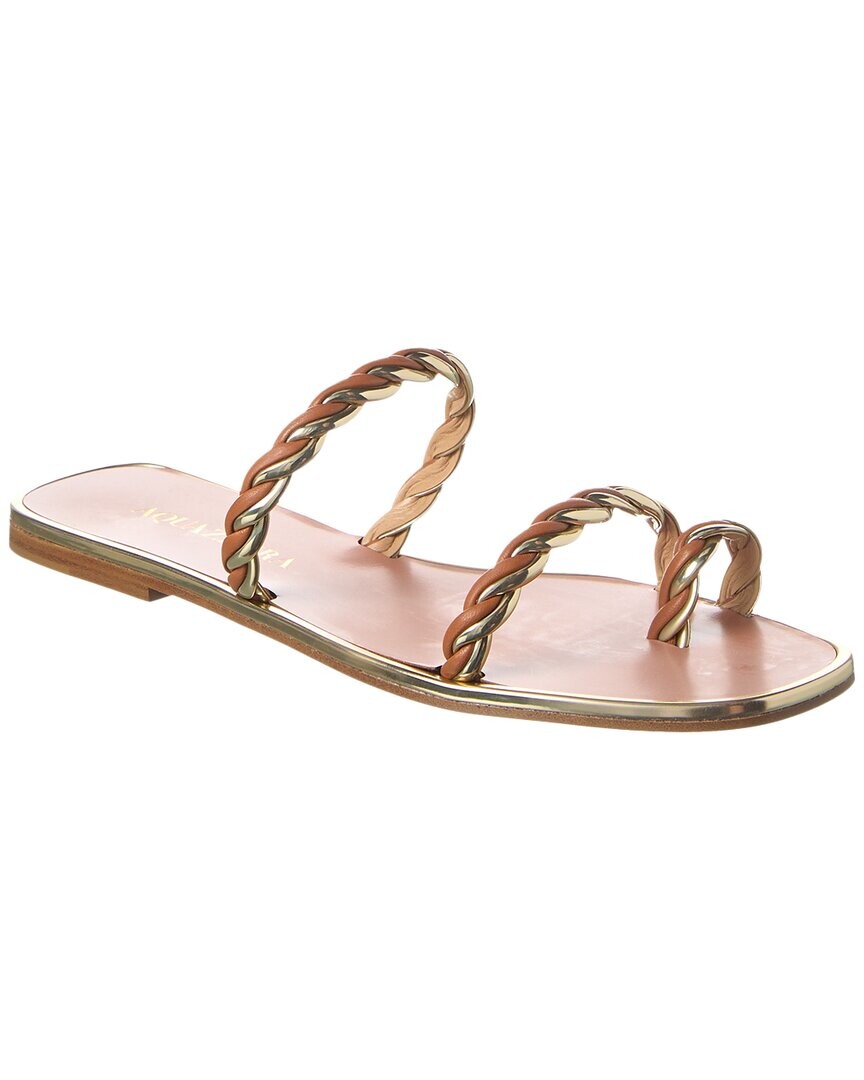 Кожаные сандалии Aquazzura Capalbio, золото — фото 4