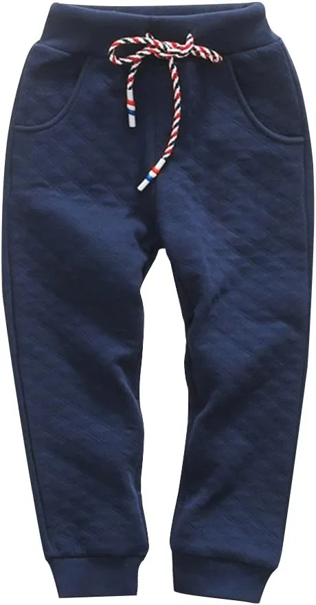 Спортивные длинные брюки KISBINI из хлопка для мальчиков, Navy