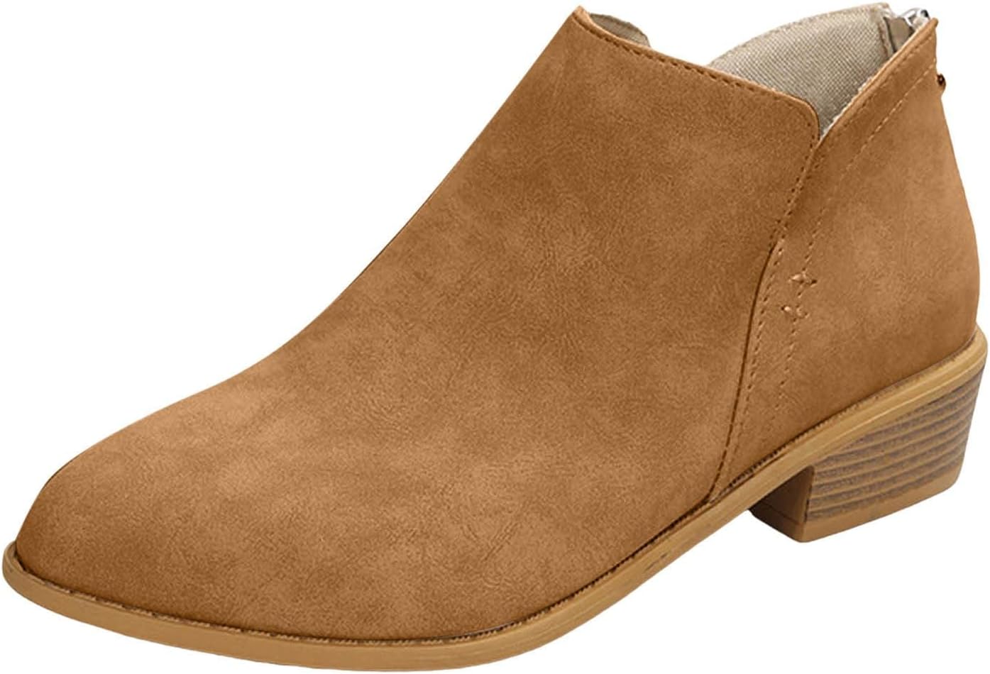 

Женские ботильоны с вырезами, зауженный носок, массивный каблук, низкий каблук, без застежки, западного стиля, челси, короткие, нарядные и повседневные туфли с толстым каблуком Generic, коричневый