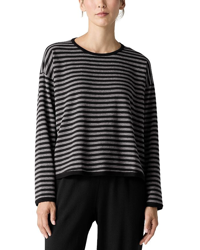

Укороченный топ свободного кроя с круглым вырезом Eileen Fisher, черный
