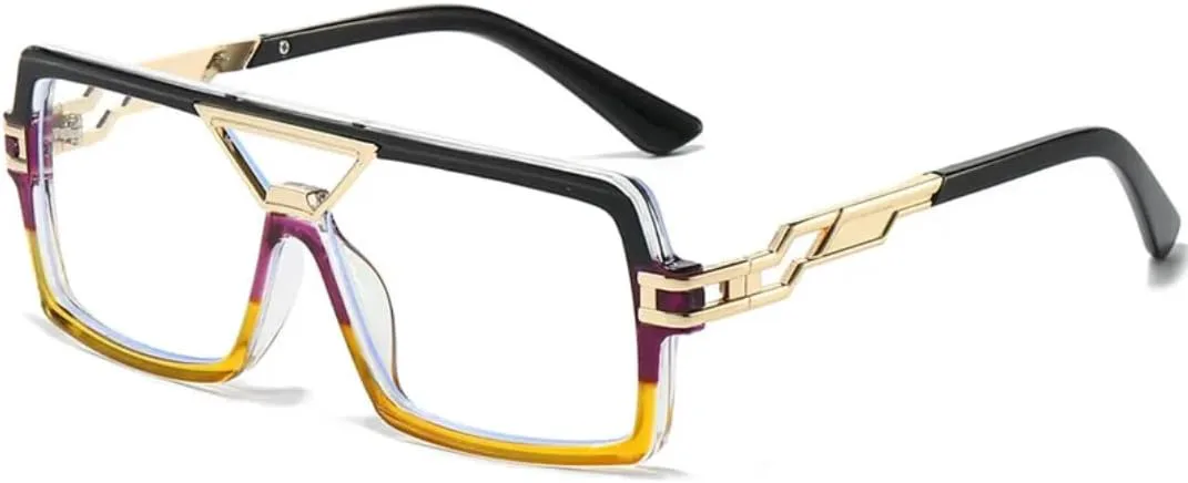 

Винтажные мужские и женские солнцезащитные очки класса люкс, маленькие, винтажные, с градиентным прозрачным зеркальным покрытием TKKTLLT, Black Yellow Clear