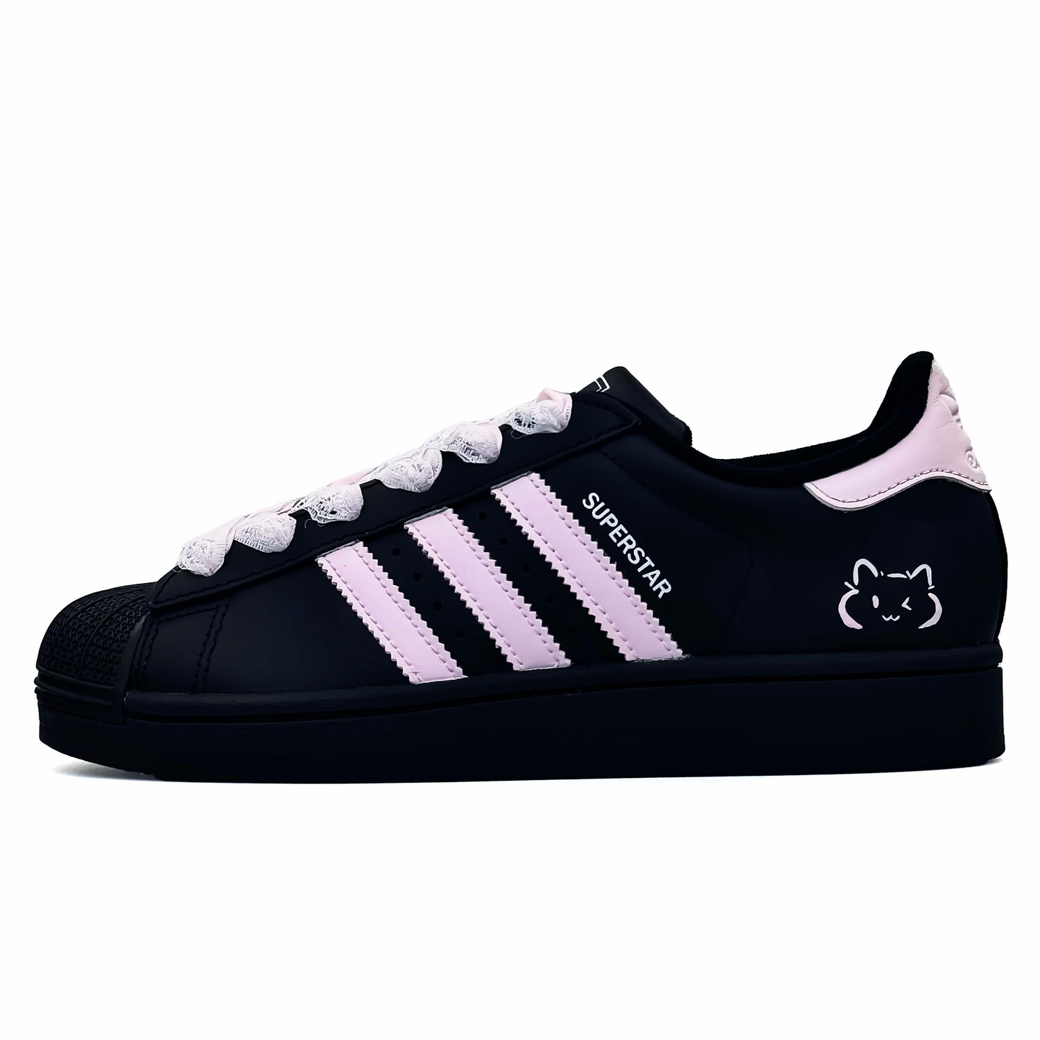 

Adidas Originals Superstar 2 Cute Claw Shell Abrasion Resistant низкие детские кроссовки для скейтбординга Black Pink для подростков