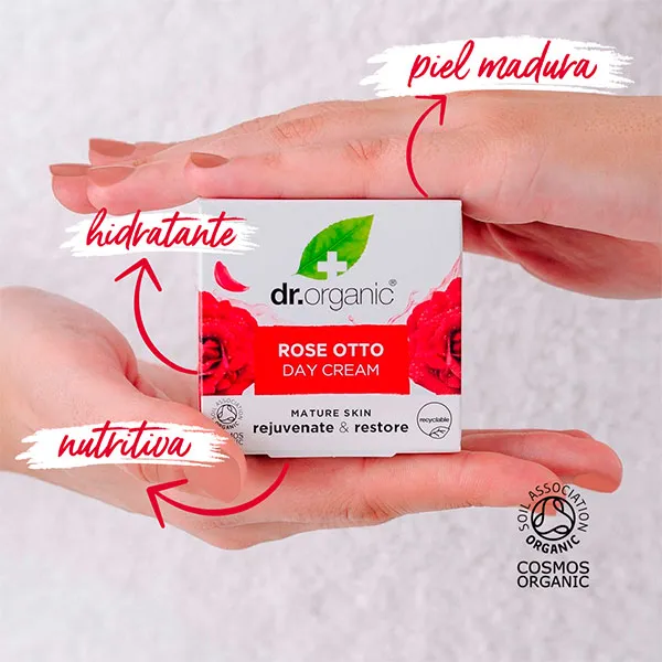 Крем для лица Dr. Organic — Увлажняет, питает и регенерирует Crema De Día Facial Natural De Rose Otto, 50 мл — фото 2