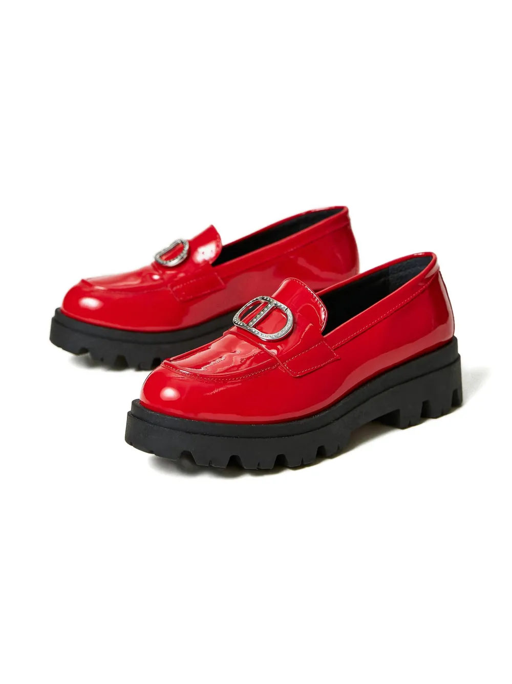 

Лоферы Oval T из лакированной кожи TWINSET Kids, красный