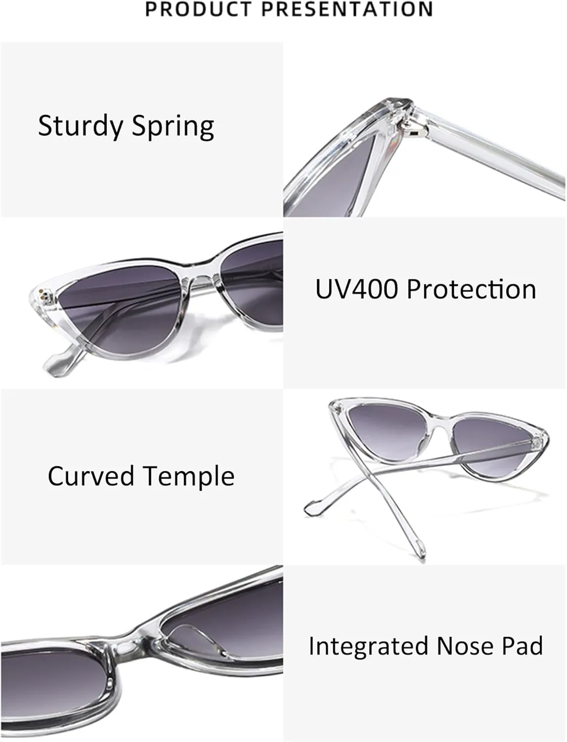 

Солнцезащитные очки bullabulling Hollow Cateye для женщин, классический винтажный дизайн с заостренными линзами и «крыльями» в стиле ретро, Black/Gray Lens