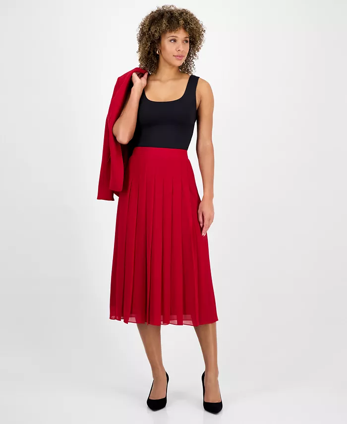 

Женская плиссированная юбка на резинке, Regular и Petite Kasper, красный