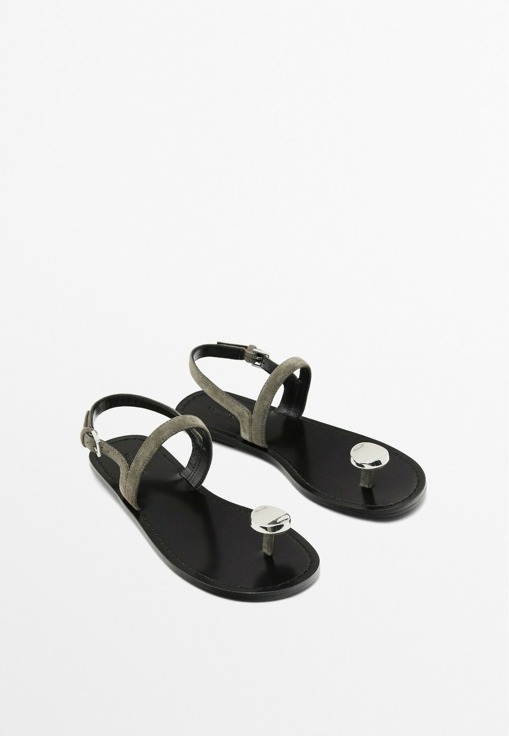 Сандалии SANDALS WITH METAL TOE DETAIL 11726550 Massimo Dutti, серо-коричневый — фото 3