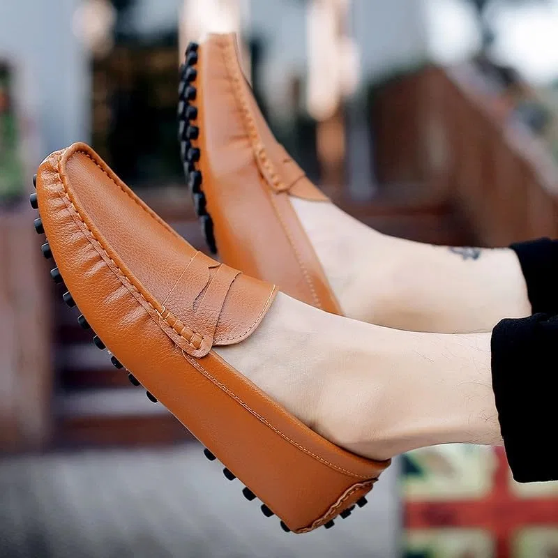 Лоферы из PU кожи мужские, Square Toe, классические, коричневый PUGHGAETZF — фото 4