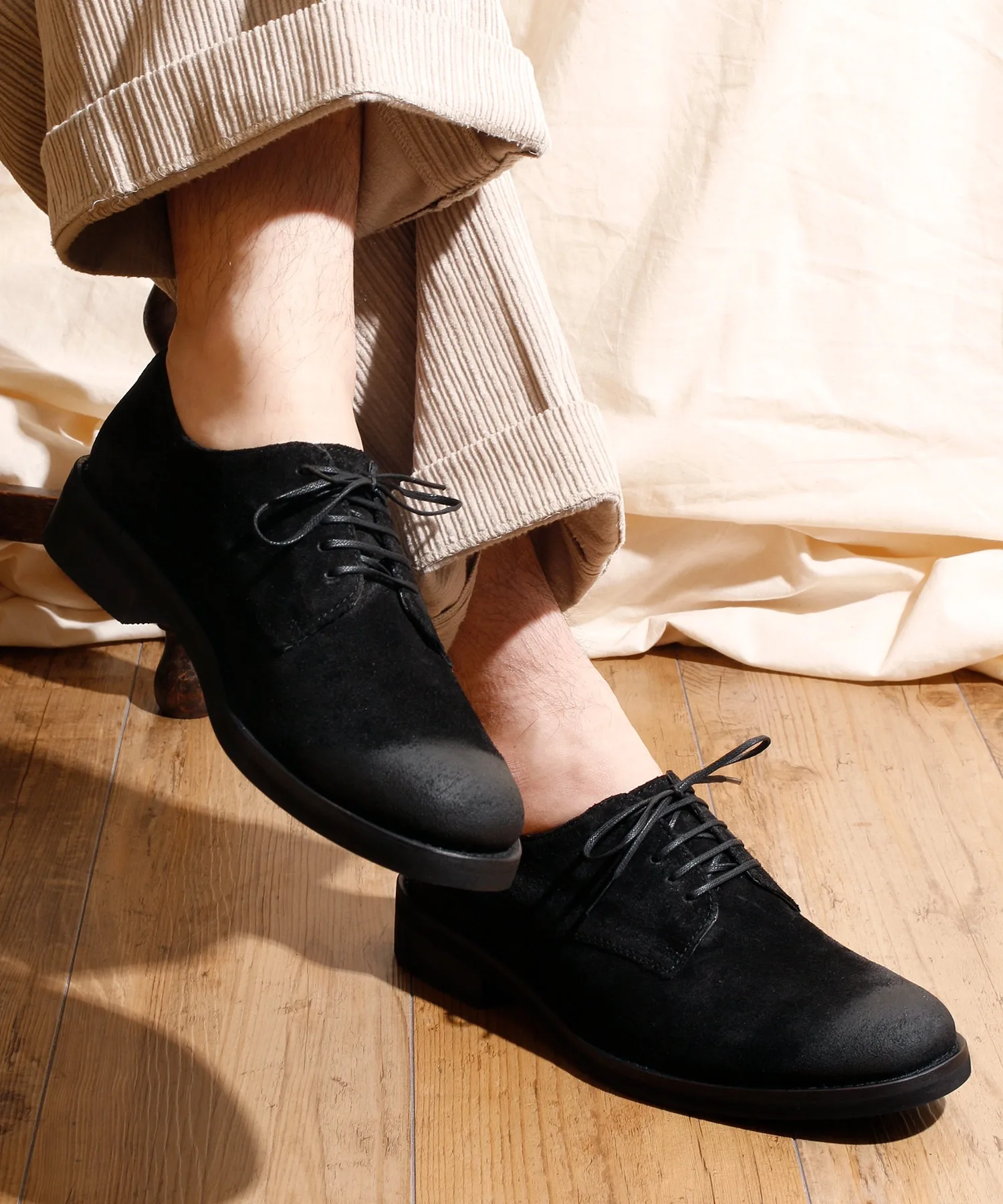 Мужские дерби из натуральной кожи BICASH Derby Plain Toe Leather Lace-Up Shoes 037 чёрные