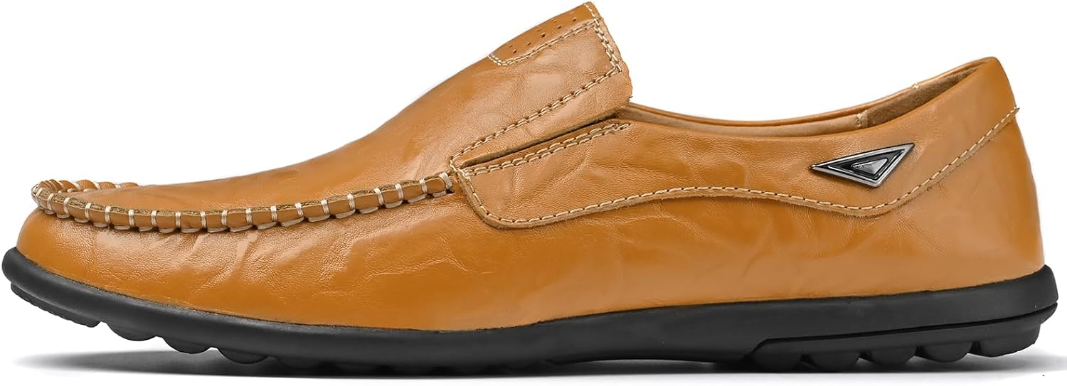 Мужские повседневные лоферы Loafer Premium из натуральной кожи, слипоны, мужские драйверские пенни-лоферы, легкие и дышащие Luodenglang, коричневый — фото 3