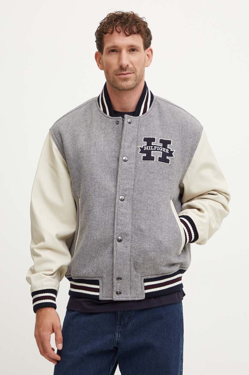

Шерстяной бомбер Tommy Hilfiger, серый