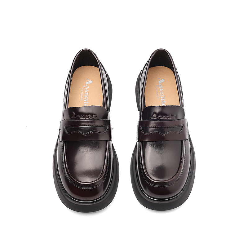 AQUASCUTUM Коричневые женские лоферы на каблуке 3,5 см, цвет Brown — фото 3