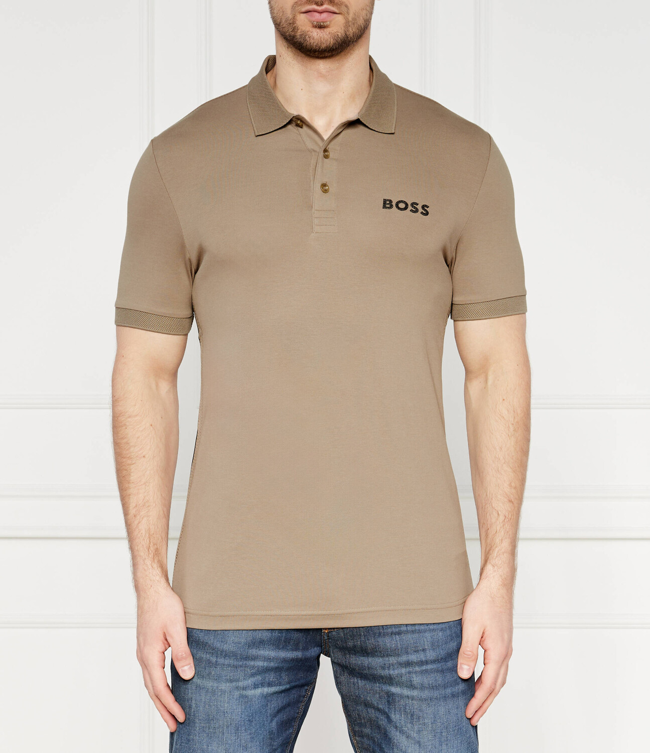 

Поло BOSS GREEN Paule Slim Fit stretch, бежевый