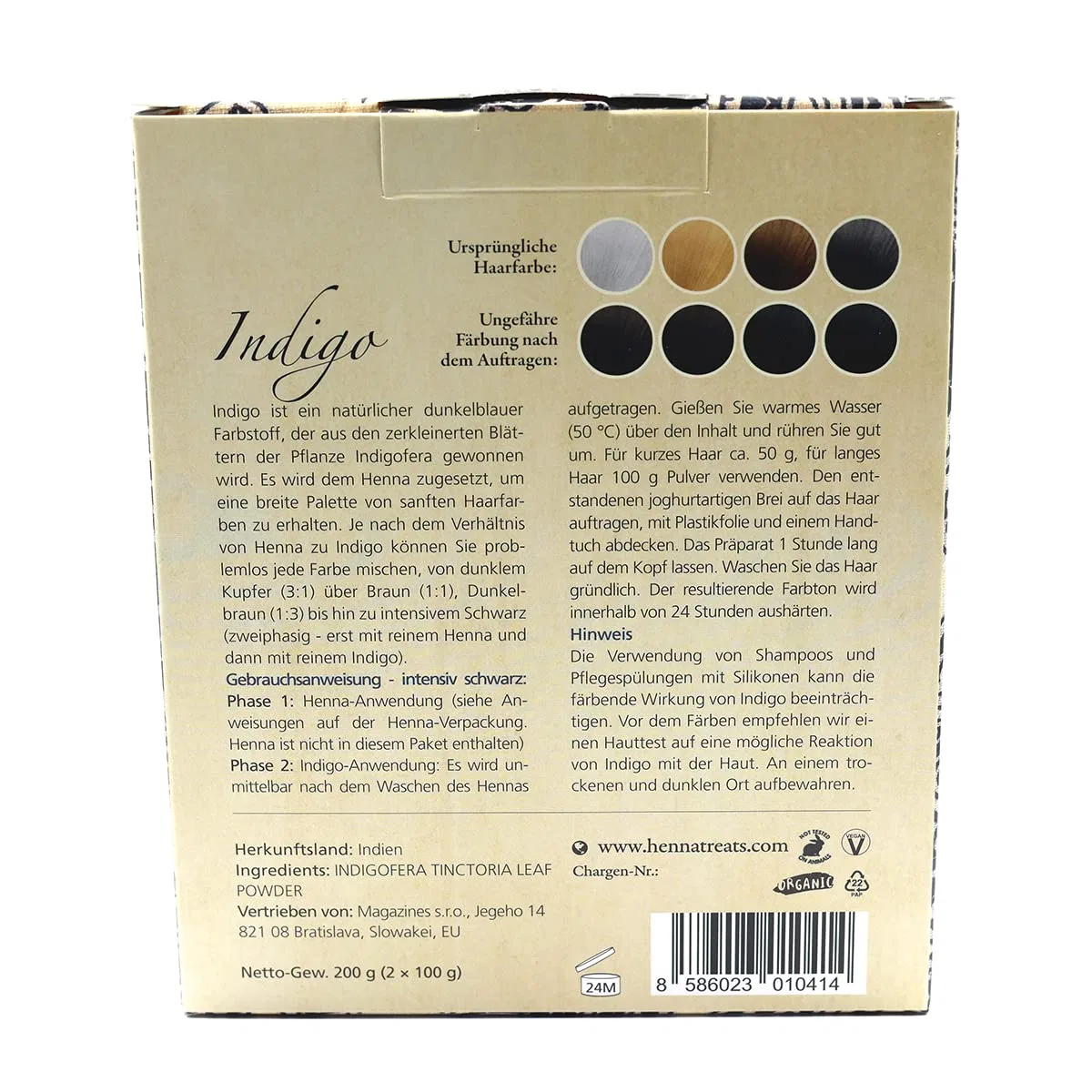 Натуральная краска для волос «Indigo - Black» (200 г) Indian Natural Hair Care — фото 2