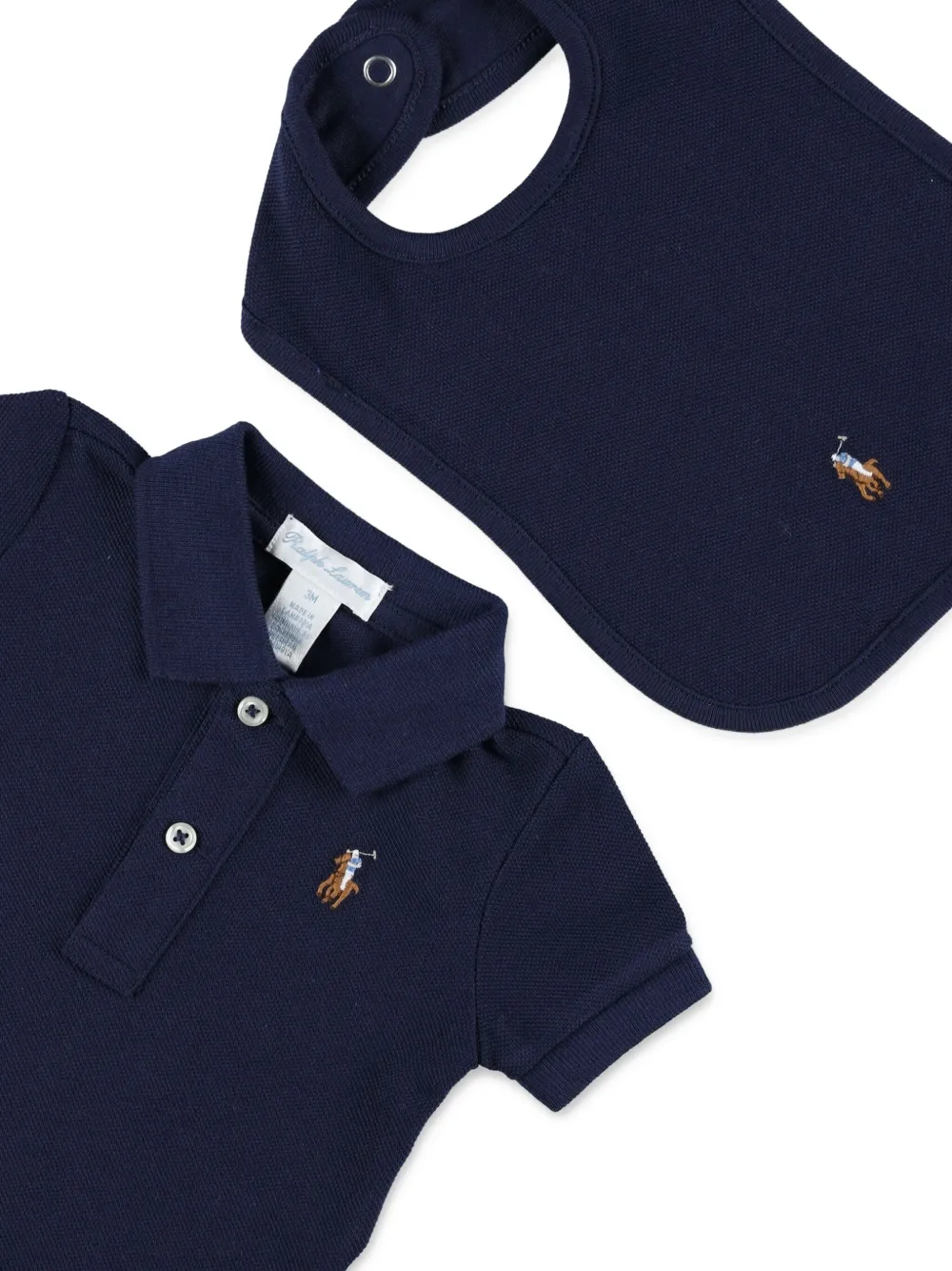 Комплект боди с вышитым логотипом Polo Ralph Lauren Kids, синий — фото 3
