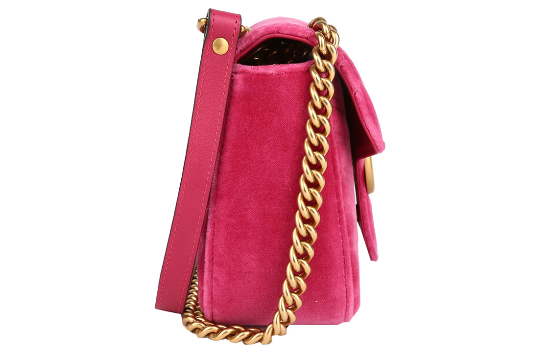 Женская сумка Gucci GG Marmont из бархата цвета фуксия — фото 3