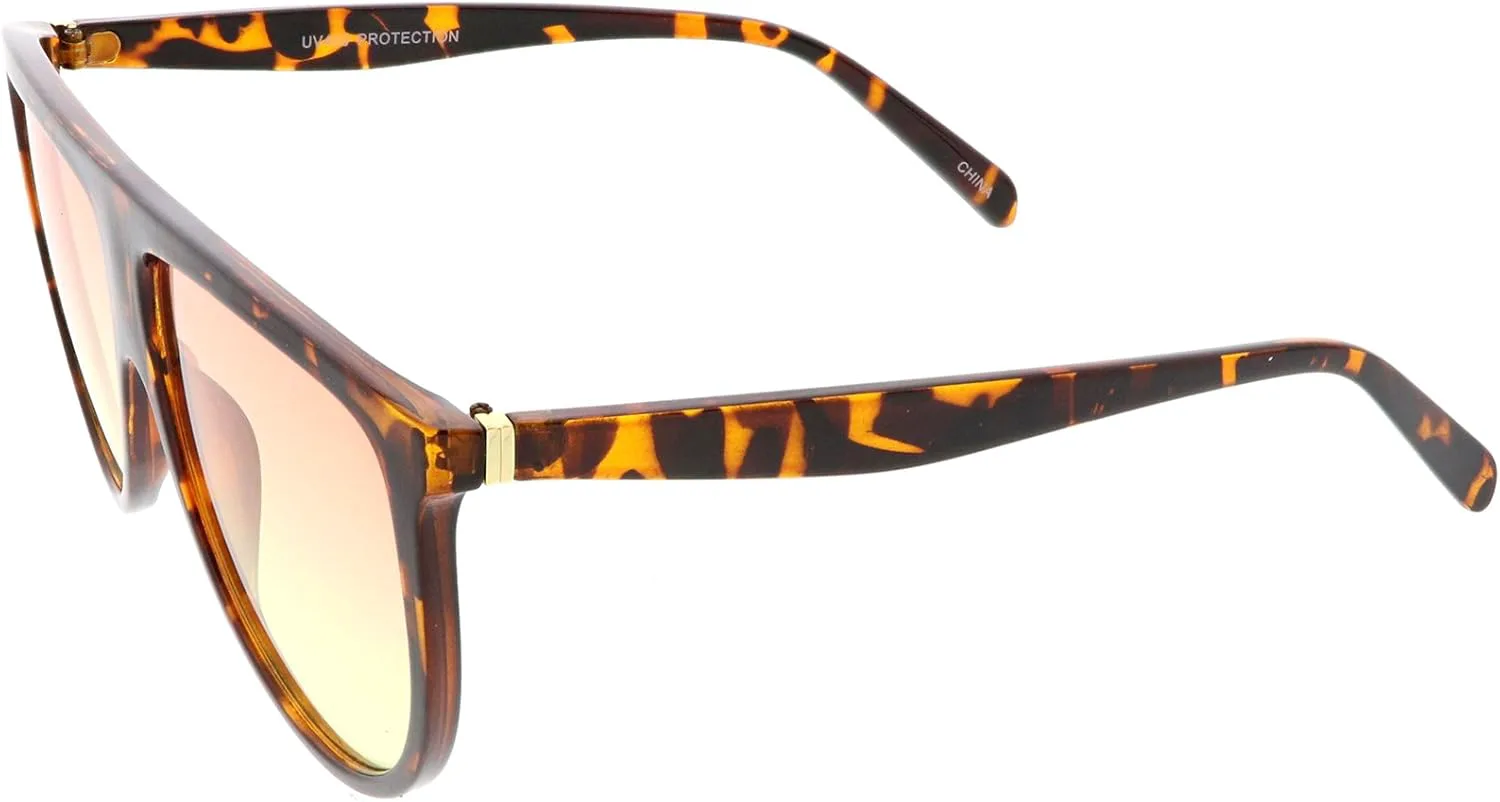 

zeroUV - Солнцезащитные очки-авиаторы большого размера с плоскими линзами, градиентным переходом и каплевидным оправой, диаметр линз 60 мм, Tortoise / Orange Yellow