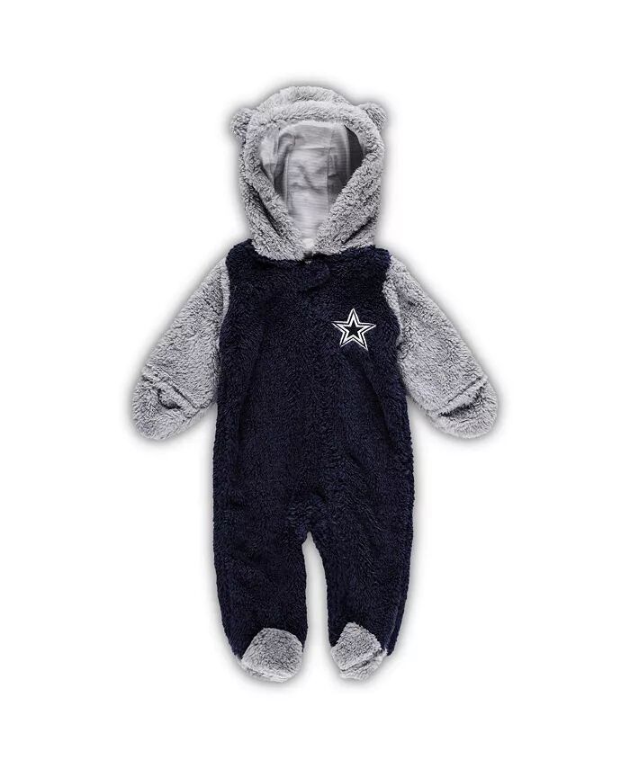 

Новорожденный и младенец темно-синий, серый Dallas Cowboys Game Nap Teddy флисовый флисовый спальный комплект с застежкой-молнией Outerstuff