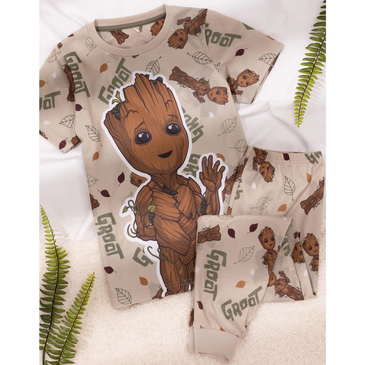 Пижама детская с Baby Groot Marvel, коричневый — фото 2