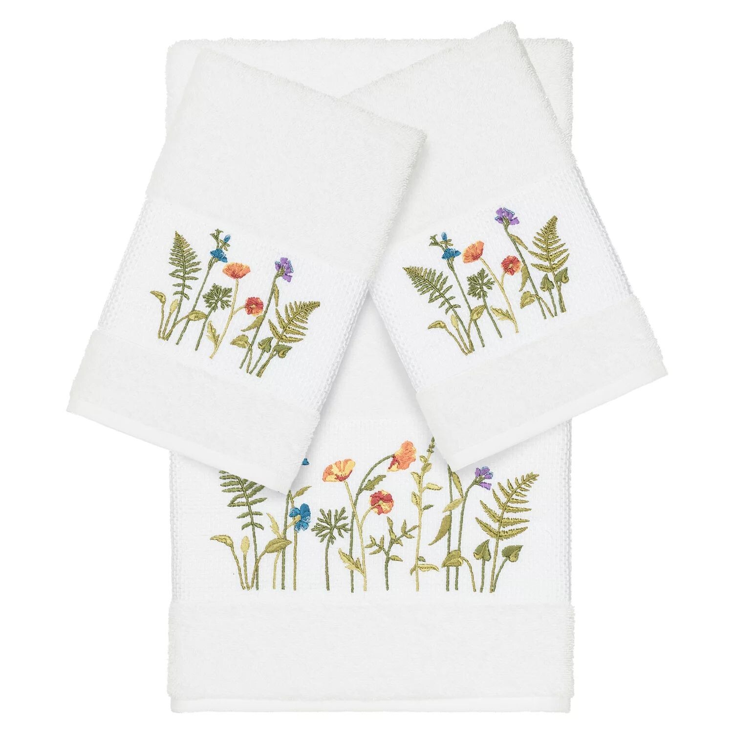

Linum Home Textiles Набор из трех украшенных банных полотенец Serenity, белый