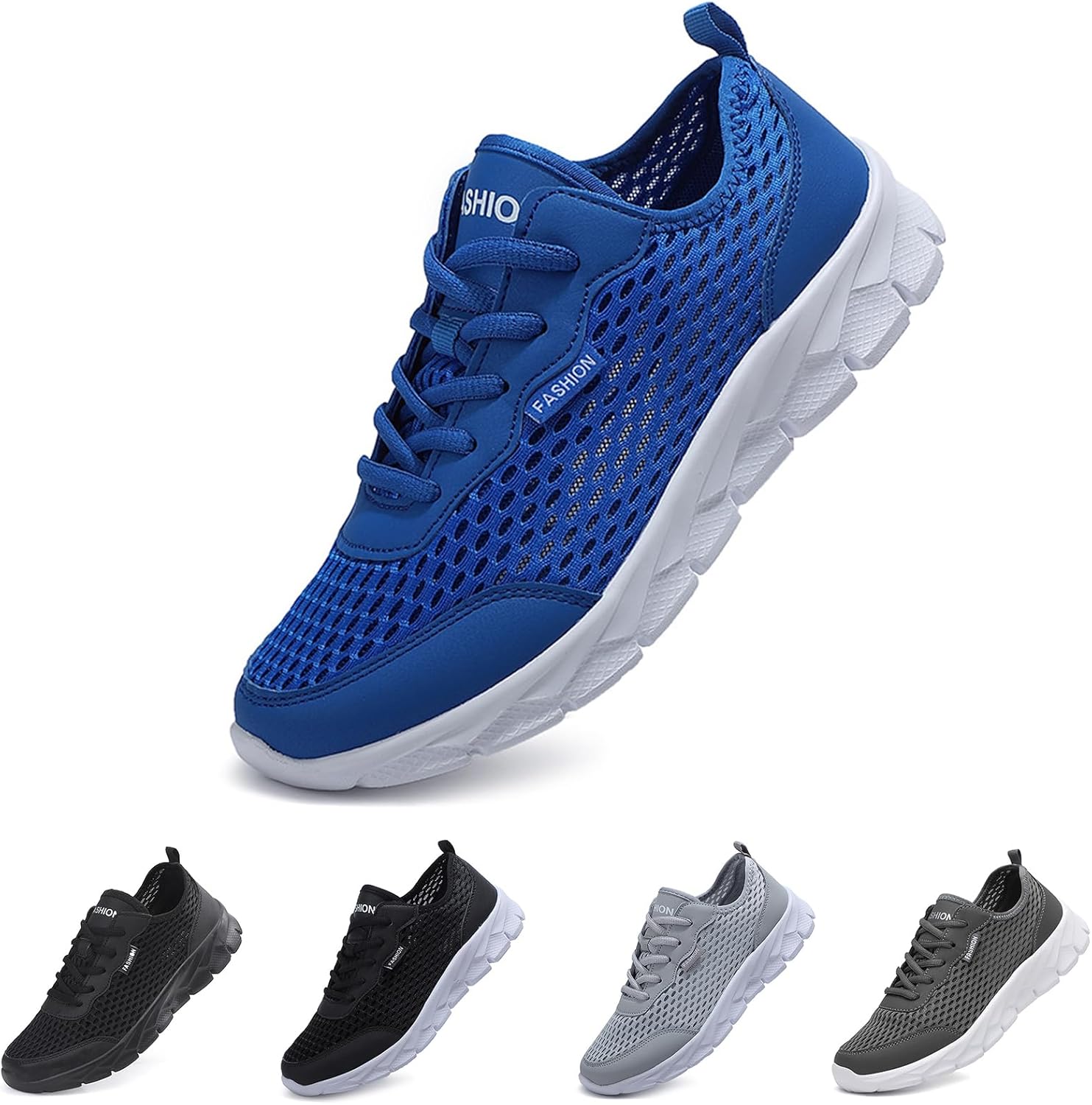 

Мужские легкие кроссовки с шнуровкой для бега, дышащая сетка, нескользящая мягкая подошва, теннис, спортзал, повседневные спортивные обувь Zlnmld, синий