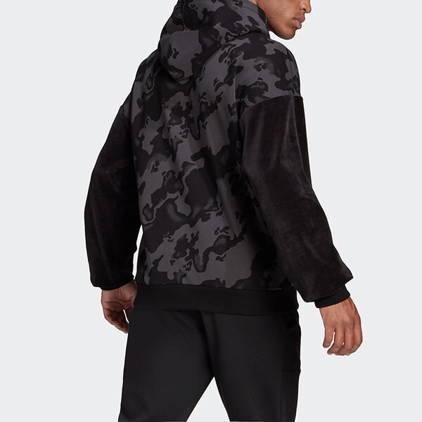 Толстовка vevlet aop hdy colorblock camouflage sports black Adidas, черный — фото 3