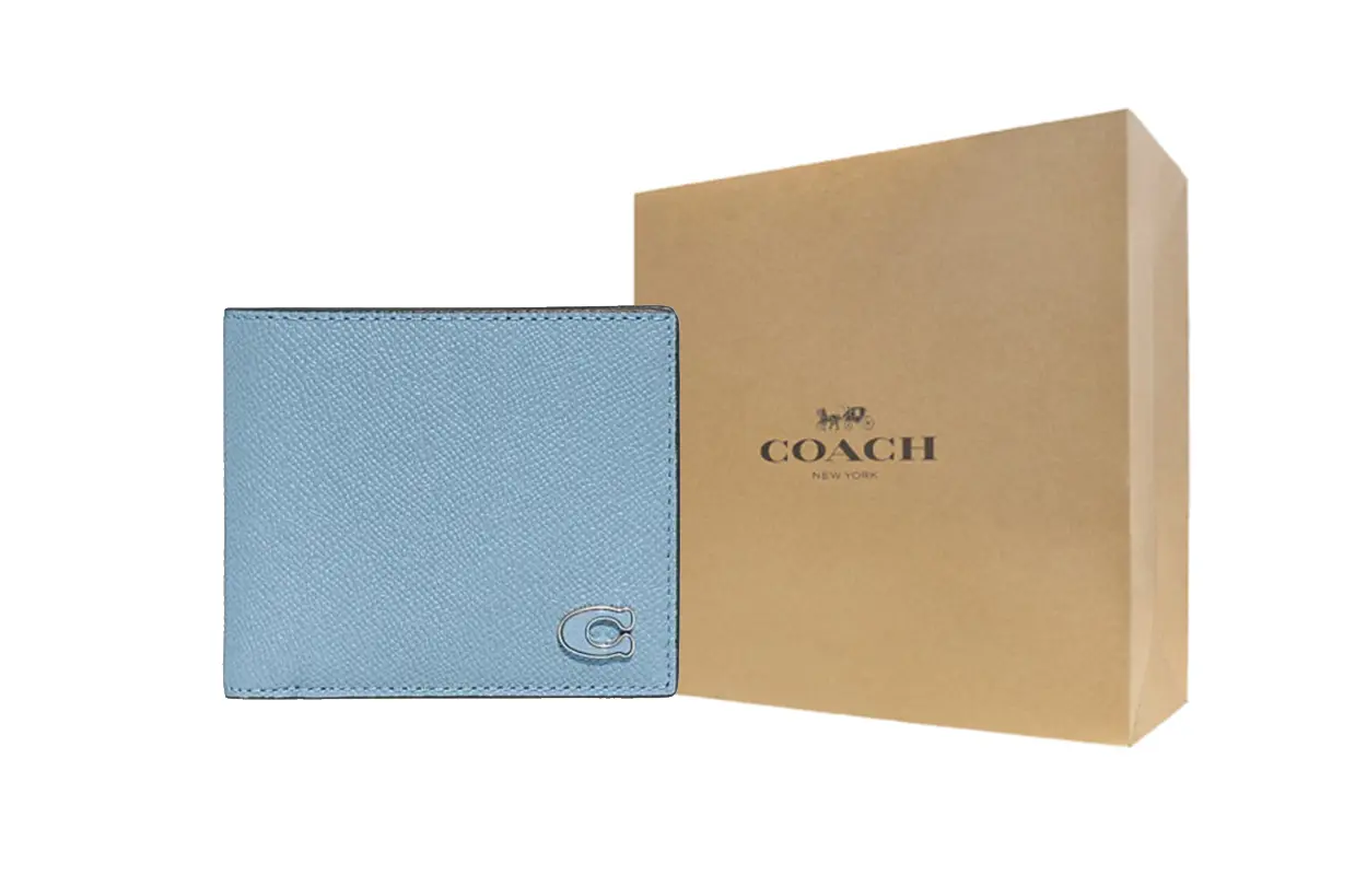 

COACH Мужской бумажник из коровьей кожи с отделением для карт синий