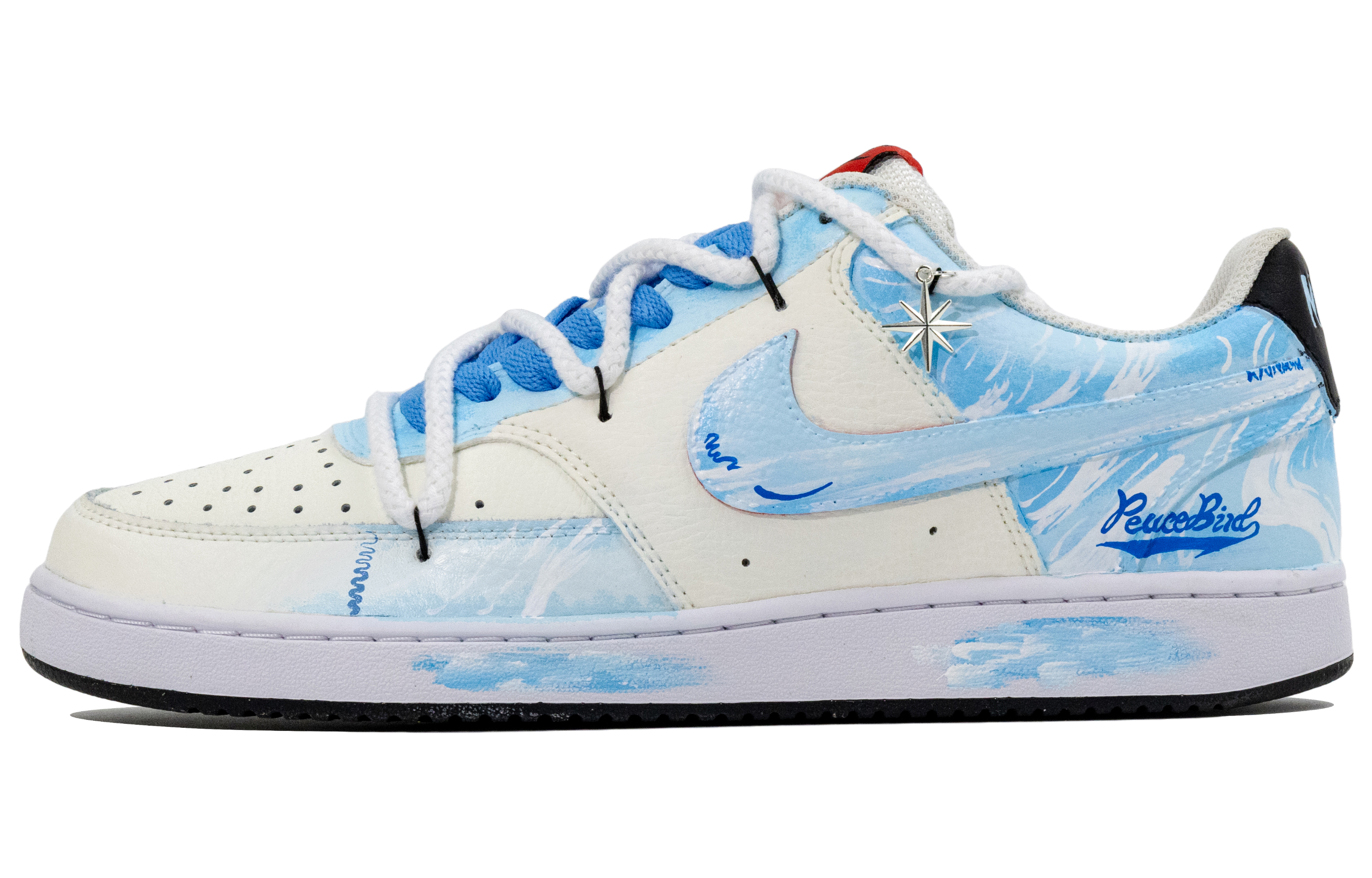 

Nike Кроссовки Court Vision Low износостойкие и легкие, низкие, для скейтбординга, мужские, белые, синие