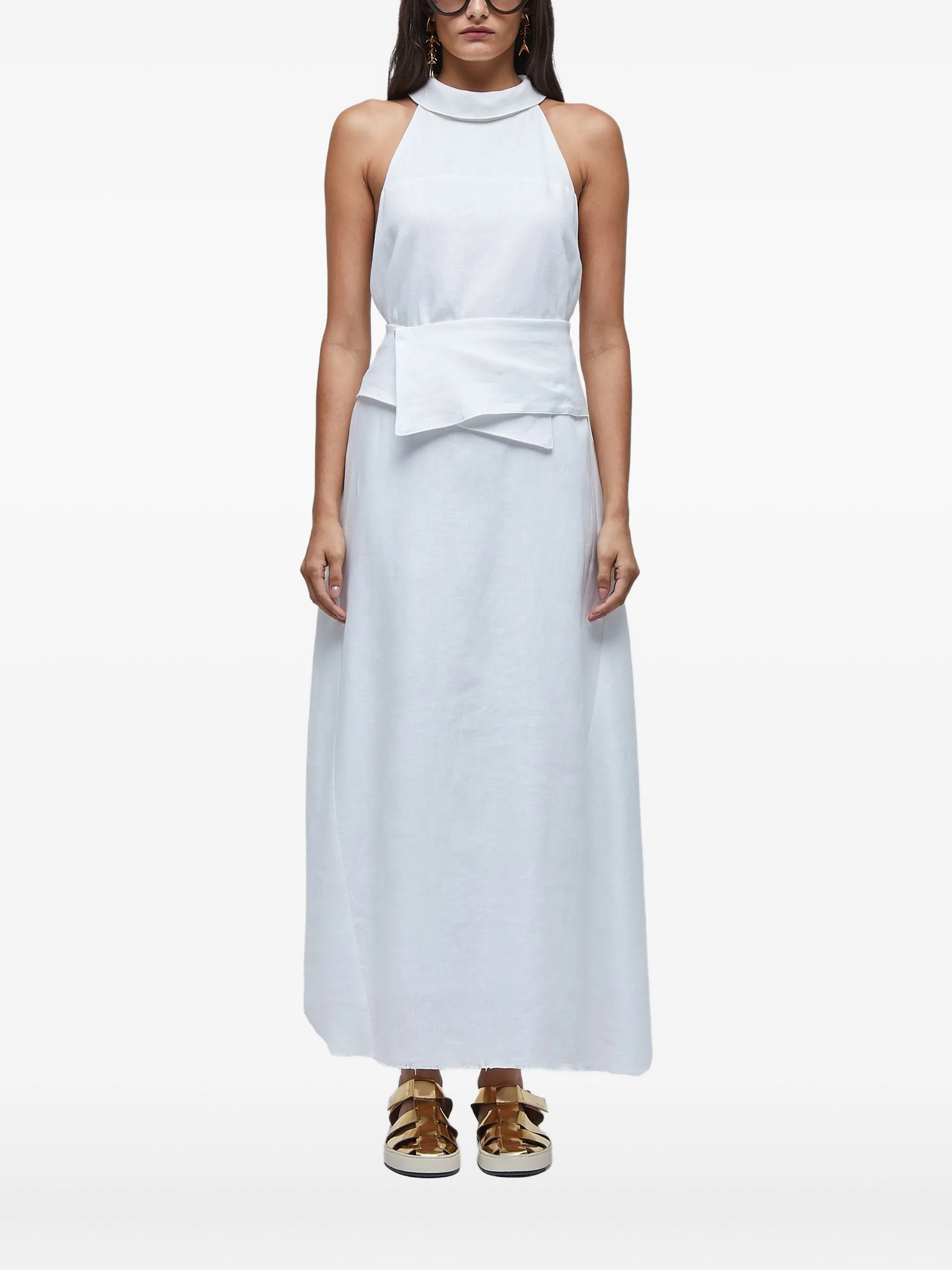 

Платье с вырезом халтер и поясом Osklen, белый