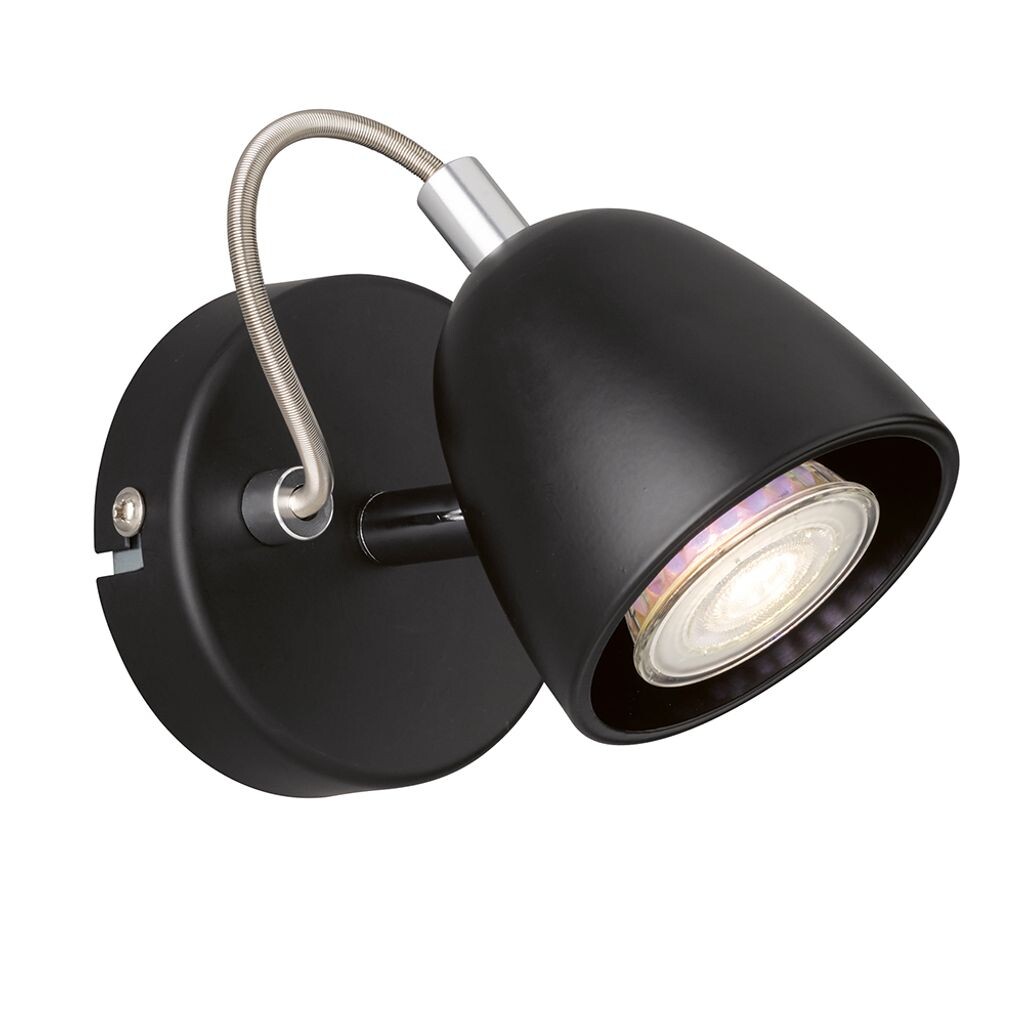 

Настенный светодиодный светильник, черный, хром, подвижное пятно, D 10 см etc-shop