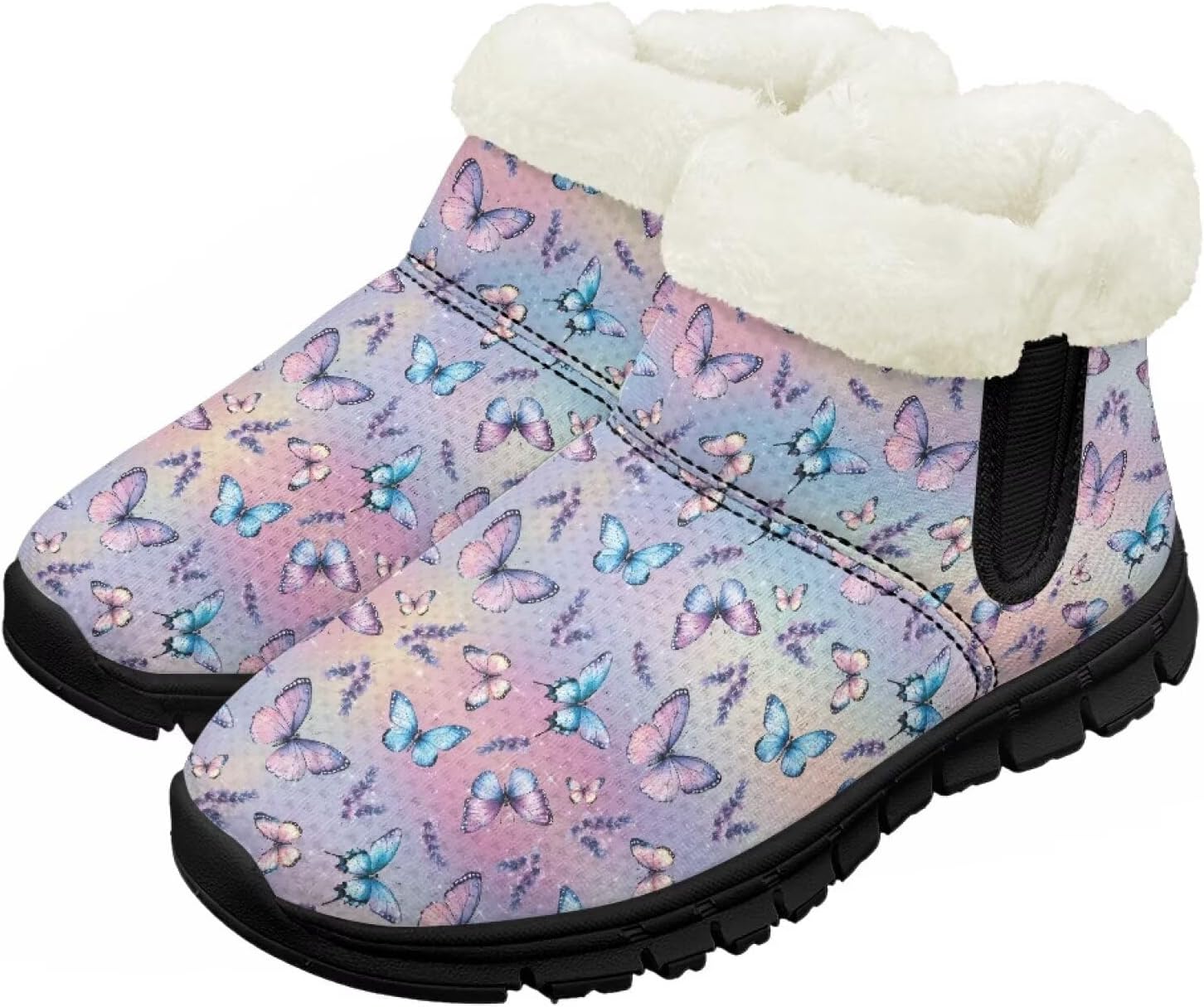 

Девочки Мальчики Зимние Сапоги Сноубутсы для Малышей Теплая Обувь с Меховой Подкладкой Модные Ботильоны Нескользящая Обувь Chririnla, Gradient Butterfly