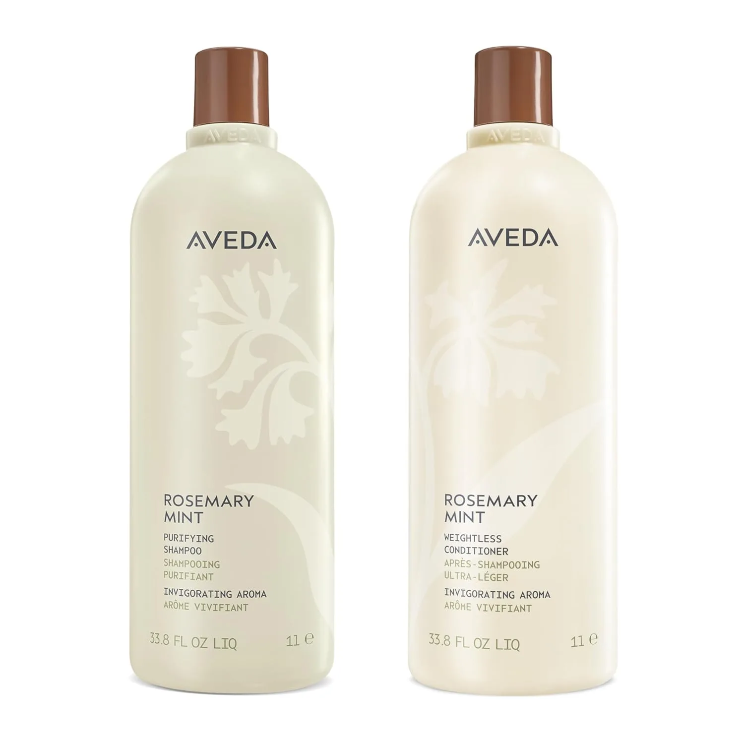 Aveda Rosemary Mint Purifying шампунь и кондиционер дуэт, очищающий шампунь, легкий кондиционер для нормальных и жирных волос, типы волос от тонких до средних, 97%+ натуральных ингредиентов*, 1 л, white