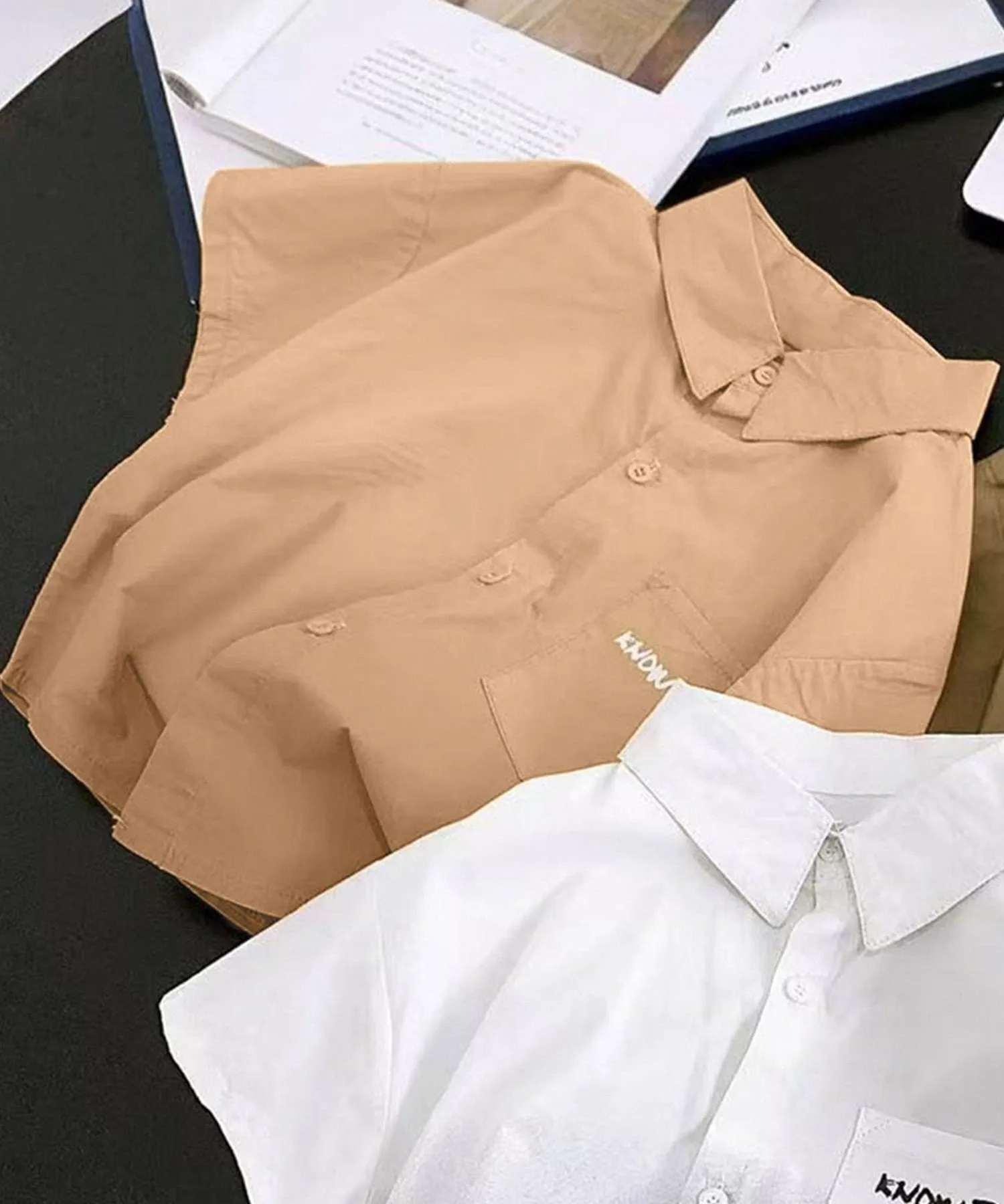 Рубашка с коротким рукавом и накладным карманом Aimoha Kids, beige