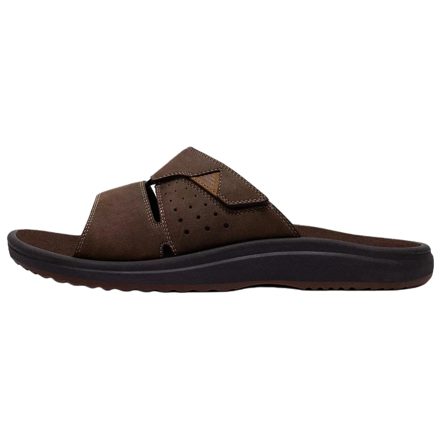 Сандалии-слайды Clarks из PU темно-коричневые