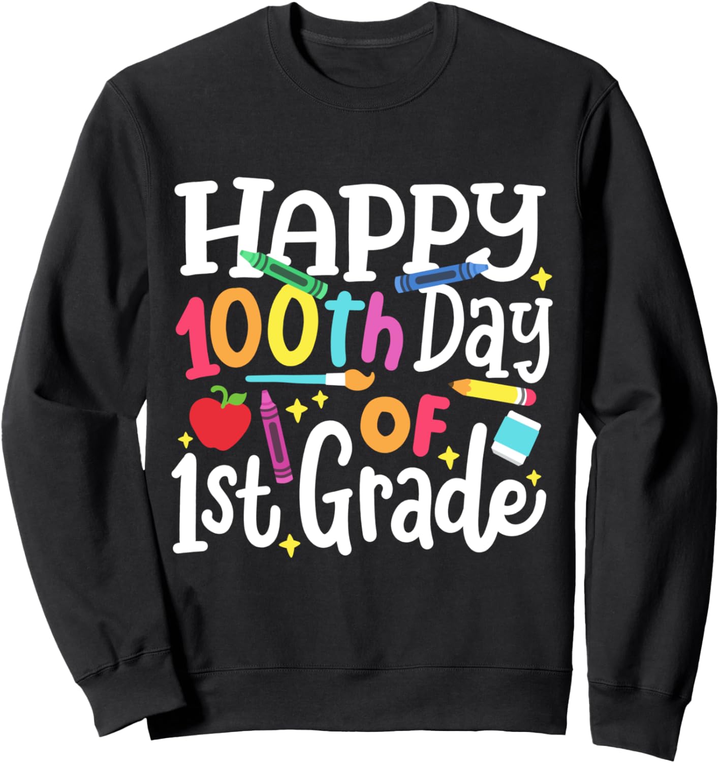 

Счастливого 100-го дня в 1-м классе! Учительница и дети! Толстовка «100 дней в школе» 100Th Day Of School Happy 100 Days Smarter Gifts, черный