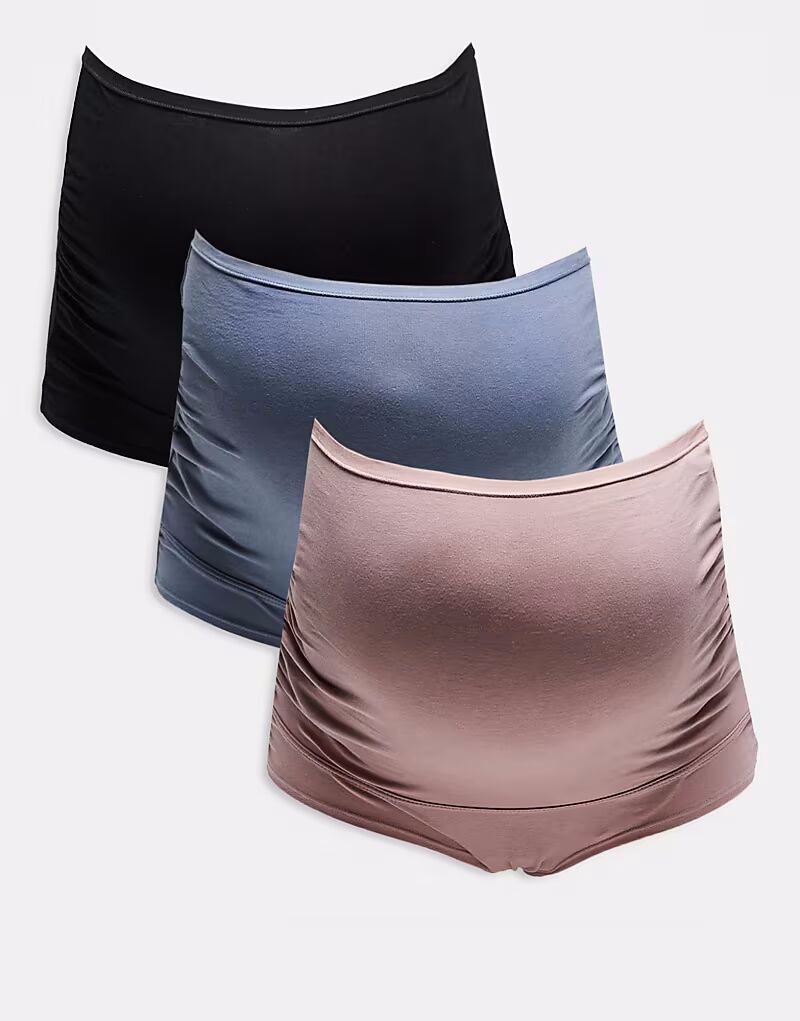 

Комплект из 3 трусов Lindex Maternity с высокой талией розового и голубого цветов